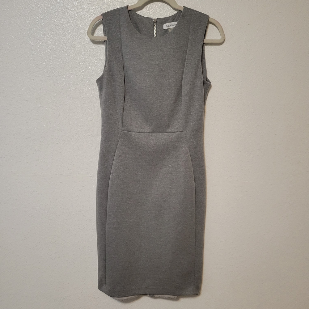 Calvin Klein Gray Sleeveless Midi Sheath Dress